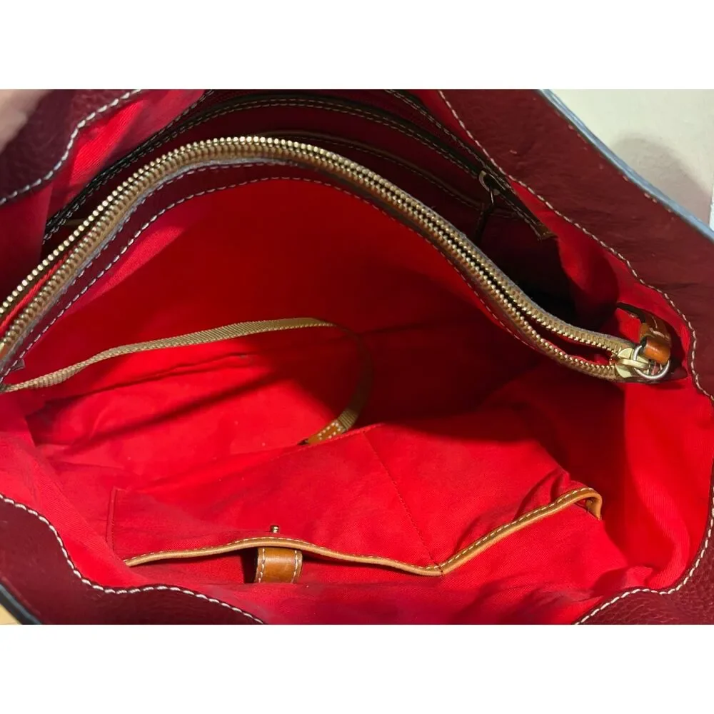Dooney & Bourke Red Pebble Grain Leather Shoulder Bag EUC